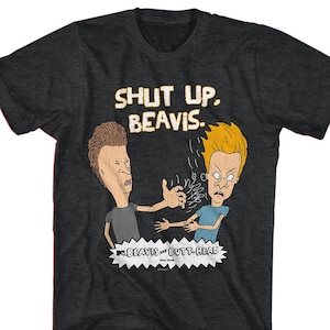 Beavis and Butt-Head Shut Up, Beavis Adult Black Heather Shirts