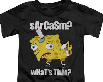 SpongeBob SquarePants Sarcasm What's That MEME Youth and Women's Black Shirts