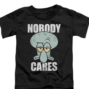 SpongeBob SquarePants Squidward Nobody Cares MEME Youth and Women&#39;s Black Shirts