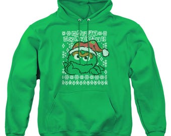 Sesame Street Oscar the Grouch Ugly Christmas Hoodie – Kelly Green Holiday Hoodie