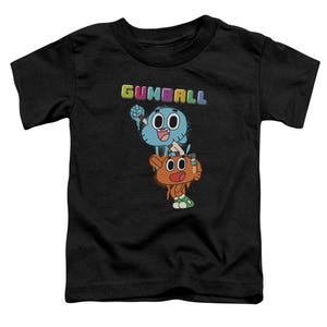 The Amazing World of Gumball Spray Logo Kid&#39;s Black Shirts