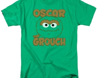 Officially Licensed Sesame Street Oscar the Grouch Shirt – Kelly Green Adult Tee – Classic Muppet Streetwear – Fun Cartoon Top for Fans