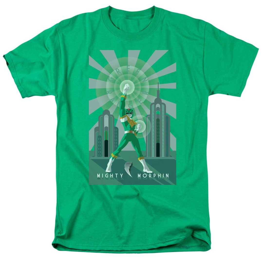 Power Rangers Green Ranger Deco Mighty Morphin Adult Kelly Green Shirts ...