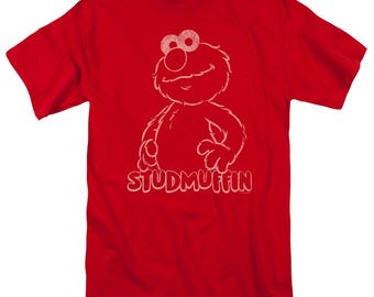 Sesame Street Elmo Stud Muffin Red Shirt – Officially Licensed Graphic Tee for Adults