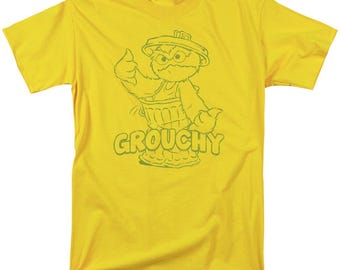 Sesame Street Grouchy Shirt – Officially Licensed Yellow T-Shirt Featuring Oscar the Grouch Graphic