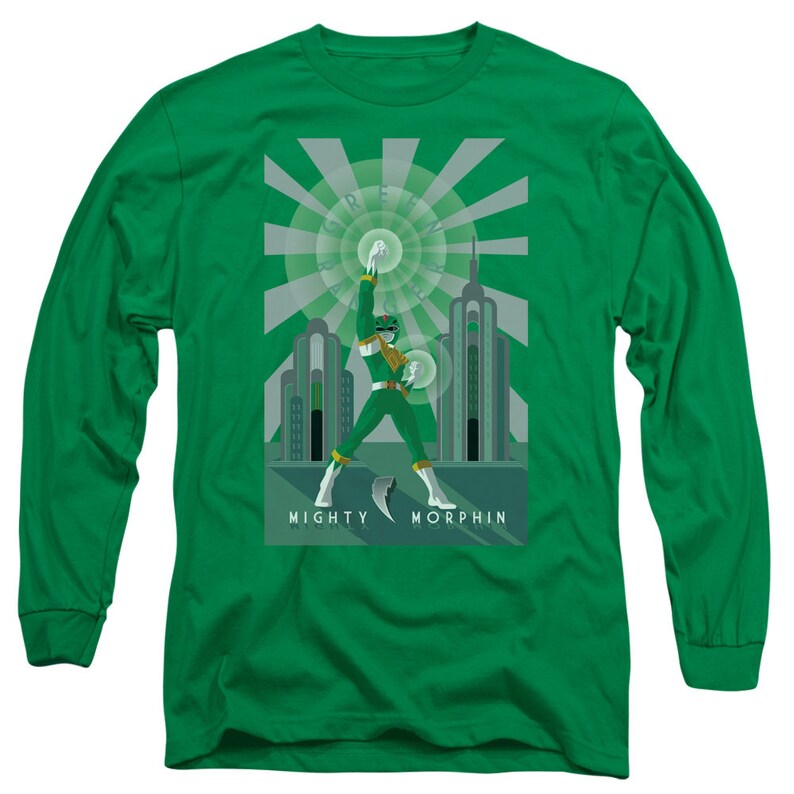 Power Rangers Green Ranger Deco Mighty Morphin Adult Kelly Green Shirts ...