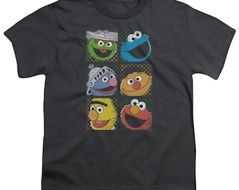 Sesame Street Shirt Retro Characters Grid Tee Elmo Big Bird Cookie Monster Vintage Cartoon Unisex Gift