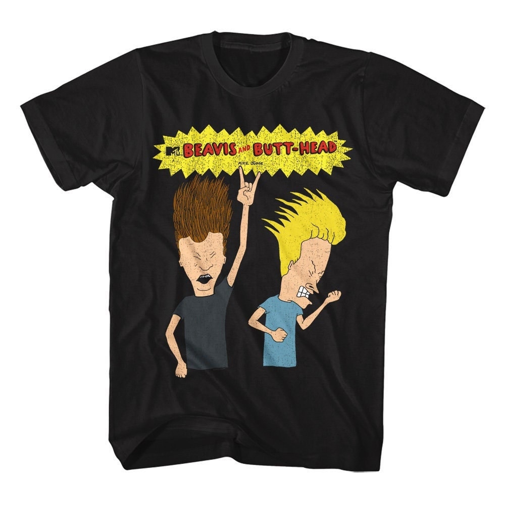 BEAVIS AND BUTTHEAD NERDY BY NATURE Tシャツ Beavis and Butt-head Rocking Out Black Shirts - Etsy