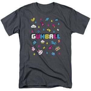 The Amazing World of Gumball Fun Drops Logo Charcoal Grey Shirts