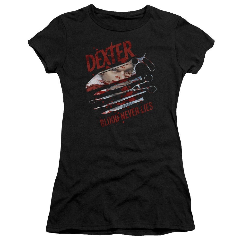 Dexter Blood Never Lies Ladies T Shirt, Nero, S Donna