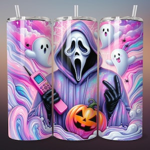3D Horror Character Halloween GF Killer Retro Sublimation Printable Pumpkin Wall Art Print Seamless Tumbler Design Trick or Treat Bag Scream