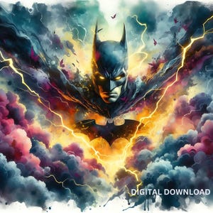 Novela gráfica de estilo Gotham, caballero oscuro, archivos PNG, PDF, DTF, sublimación, imprimible, clipart gótico, arte de camiseta de héroe, arte de pared con diseño de vaso