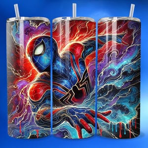 3D Super Spider Hero Marble Seamless Tumbler Wrap Skinny Sublimation Design Male Superhero Wall Art Gift for Dad Marvel Fan Gift DTF Poster