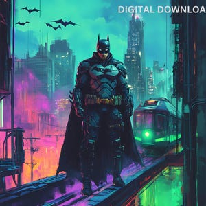 Novela gráfica de estilo Gotham, caballero oscuro, archivos PNG, PDF, DTF, sublimación, imprimible, clipart gótico, arte de camiseta de héroe, arte de pared con diseño de vaso