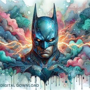 Peinture 3D Dark Knight Gotham PNG PDF fichiers DTF Sublimation imprimable gothique Clipart super héros Tshirt Art Tumbler Art mural Design
