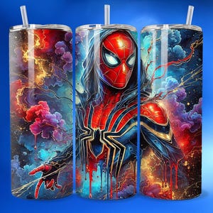 3D Super Hero Spiderman Marble Seamless Tumbler Wrap Skinny Sublimation Design Male Superhero Wall Art Gift for Dad Marvel Fan DTF PNG PDF