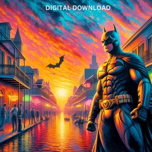 Roman graphique style Gotham de Dark Knight, fichiers PNG PDF, DTF, sublimation, imprimable, art tshirt héros paysage urbain de Paris, art mural design gobelet