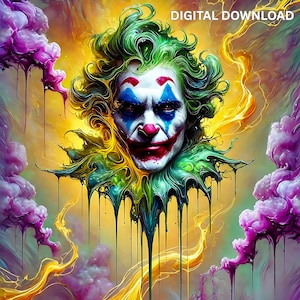 Coringa PNG Arquivo PDF 300DPI Alta Resolução Arkham Asylum Pôster de Filme Assustador DTF Design de Copo Sem Costura Arte de Parede Camiseta Imprimível Decoração de Dormitório