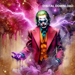 Coringa PNG Arquivo PDF 300DPI Alta Resolução Arkham Asylum Pôster de Filme Assustador DTF Design de Copo Sem Costura Arte de Parede Camiseta Imprimível Decoração de Dormitório