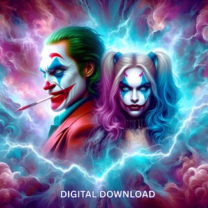 Joker Harley Quinn Tumbler Wrap, 20oz Skinny Sublimation Seamless Tumbler Design,  Villain Wall Art, Comic Book Fan Gift Png Wall Art Arkham