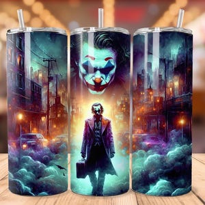 Archivo PDF PNG del Guasón, 300 DPI, alta resolución, Asilo Arkham, póster de película espeluznante, diseño de vaso sin costuras del Guasón, decoración de pared imprimible para dormitorio