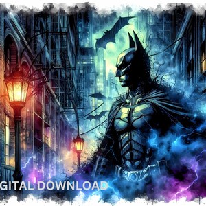 Novela gráfica de estilo Gotham, caballero oscuro, archivos PNG, PDF, DTF, sublimación, imprimible, clipart gótico, arte de camiseta de héroe, diseño de vaso para fiesta