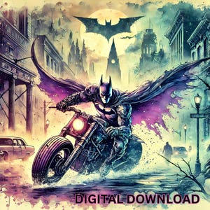 Novela gráfica de estilo Gotham, caballero oscuro, archivos PNG, PDF, DTF, sublimación, imprimible, clipart gótico, arte de camiseta de héroe, diseño de vaso para fiesta