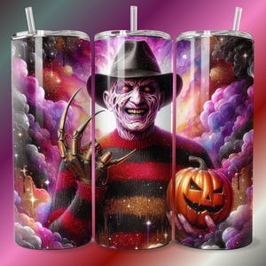 Horror Character Halloween Freddy Krueger PNG PDF DTF Sublimation Printable Horror Wall Art Seamless Tumbler Design Trick or Treat Bag tshir