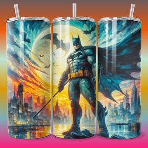 Dark Knight Graphic Novel Style Gotham PNG PDF Files DTF, Sublimation Printable, cityscape Hero Tshirt Art, Seamless Tumbler Design Wall Art