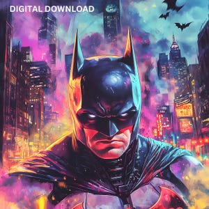 Gotham, novela gráfica de caballero oscuro, archivos PNG y PDF, DTF, sublimación, imprimible, arte de camiseta de héroe de paisaje urbano, diseño de vaso para pared.