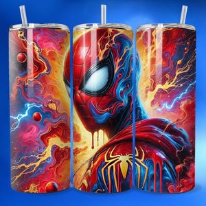 3D Super Hero Spiderman Marble Seamless Tumbler Wrap Skinny Sublimation Design Male Superhero Wall Art Father's Day Marvel Fan Gift DTF