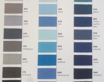 Freie Farbwahl Uni Bobbel 3fädig Fabrverlaufsgarn Wolle weiß, grau, blau