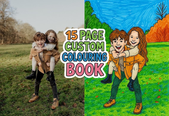 Custom Colouring Book | 15 Page Personalised Colouring Book | Physical for Colouring | Colouring from Photo | Family Colouring Book