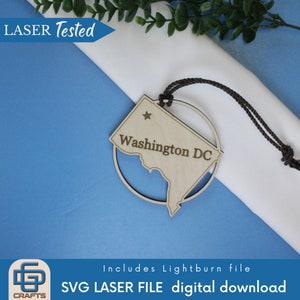 Esboço do distrito de Columbia de SVG do Washington DC Ornamento de <br> Crie Seu Próprio Produto! Arquivos SVG, Lightburn, dxf, ai e pdf | Testado a laser | Arquivo de corte a laser