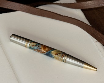 Luxury Twist Pen with Pewter/Antique Brass Components