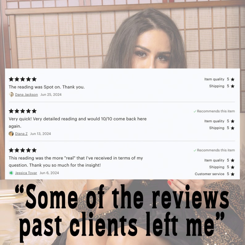 Puede incluir: Una captura de pantalla de un sitio web con rese&ntilde;as de clientes para un servicio. Las rese&ntilde;as son todas positivas y mencionan que el servicio es "real" y "detallado". El texto "Some of the reviews past clients left me" se muestra en letras grandes y negritas.