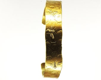 Bee Cuff 2 in Brass or Copper