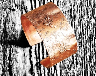 Bee Statement Cuff 1 in Copper or Brass