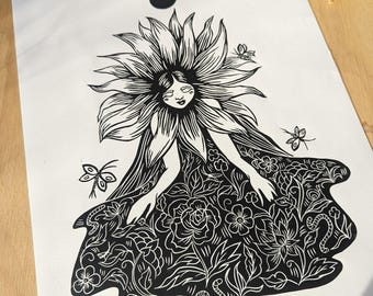 PRIMAVERA, Linocut Block Print 12x16”