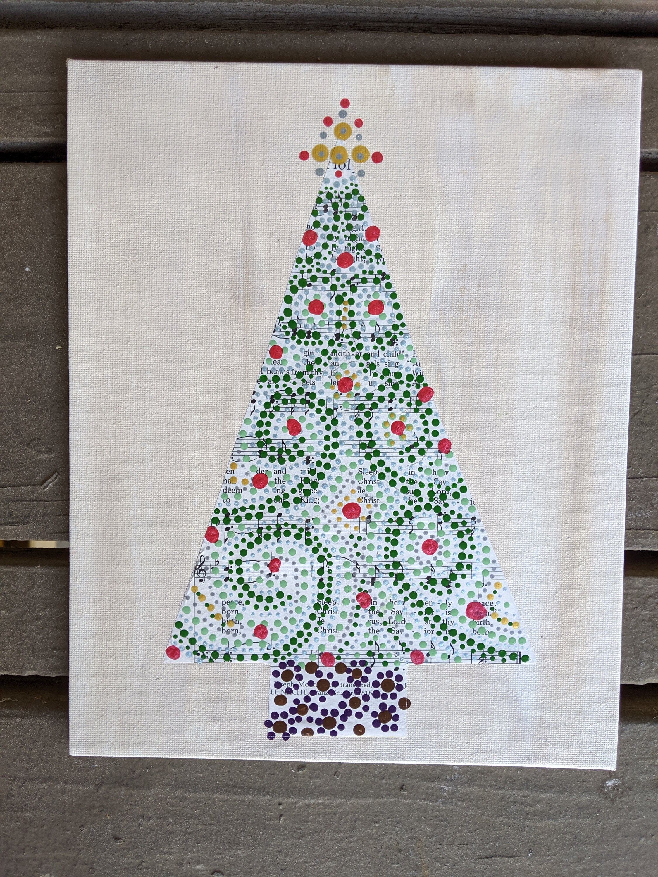 Folk Art Christmas Tree on Canvas - Etsy