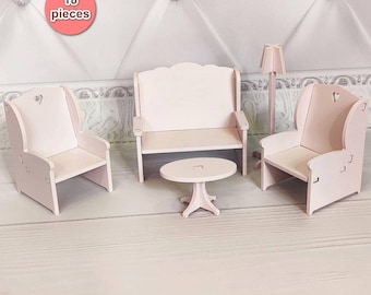 Juego de muebles hechos a mano para casa de muñecas Barbie: decoración en miniatura de 18 piezas