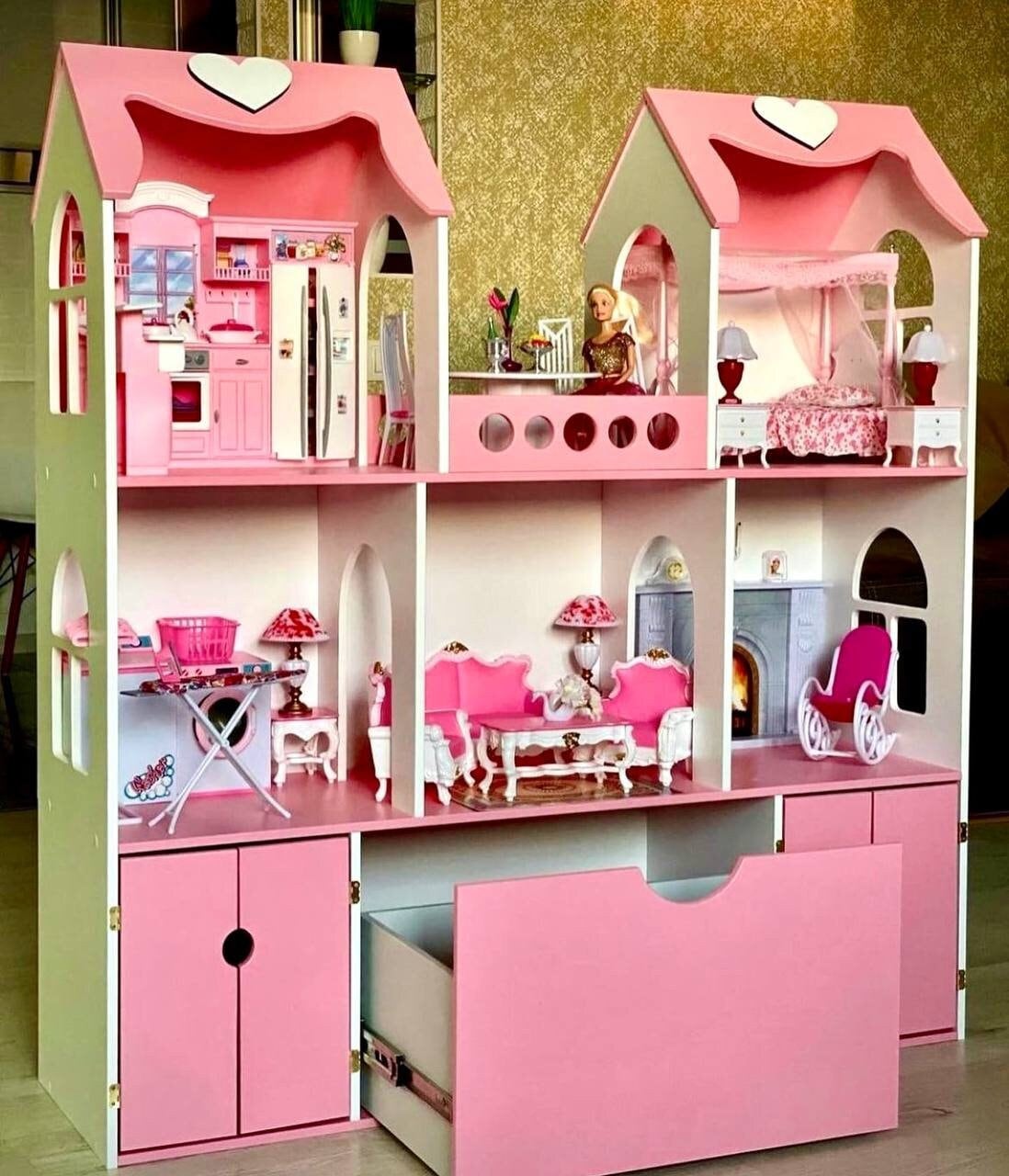 Handmade Eco-friendly Barbie Dollhouse With Customizable Furniture