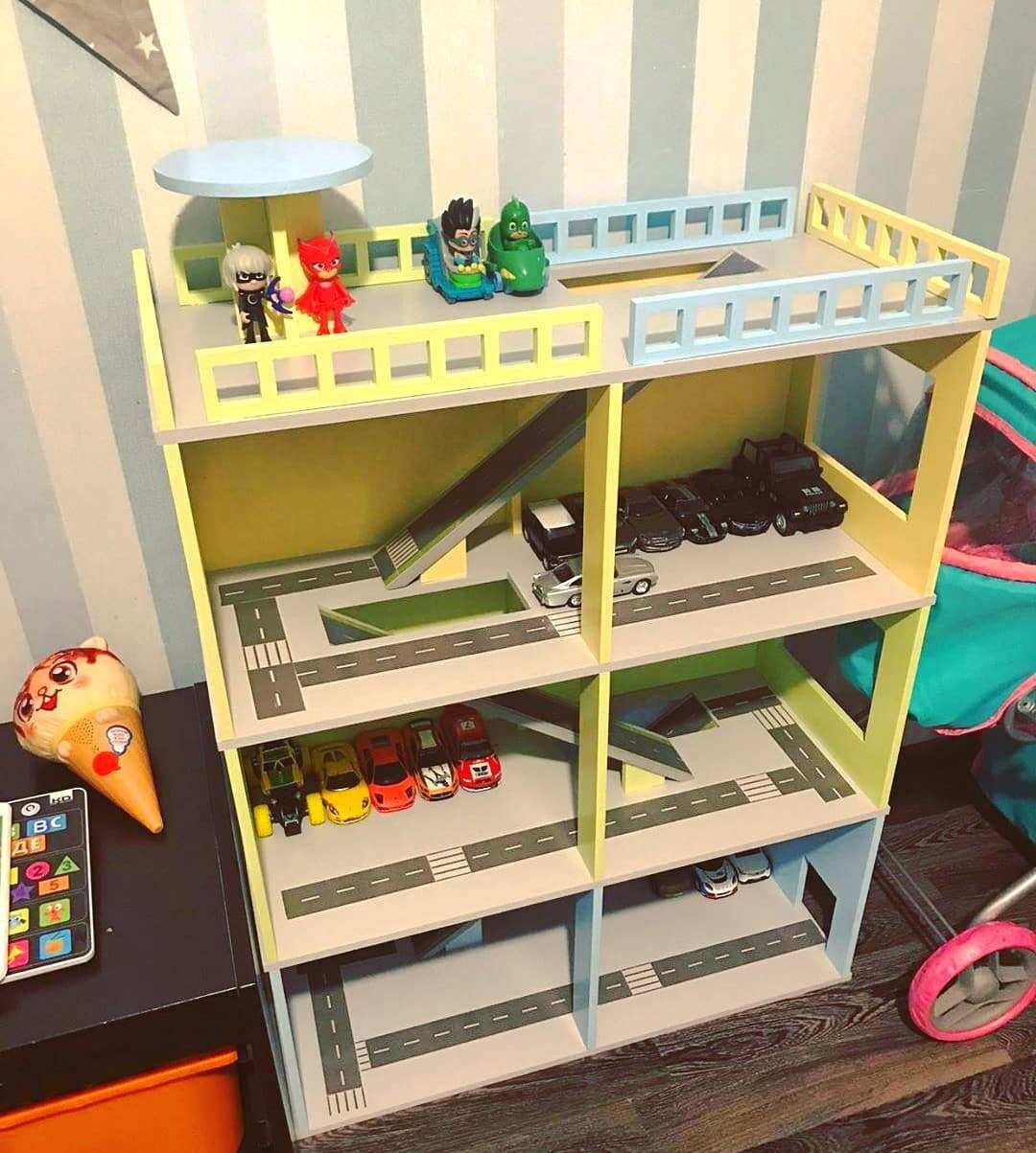 Boy Superhero Dollhouse Handmade Wooden Car Garage: Eco-friendly - Main Image