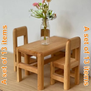 Handcrafted Alder Wood Dollhouse Furniture Set