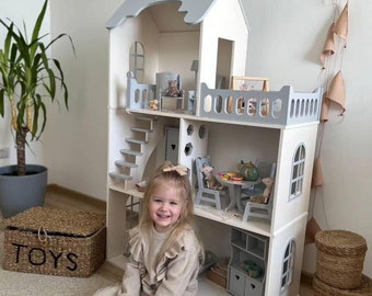 Handmade Dollhouse: Safe and Spacious Play Haven for Kids | Artisan-Crafted | Modern dollhouse | Birthday Gift  | Gift for daughter
