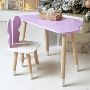 Wooden Table and Chairs Set, Toddler Table Chair Set, Best Gift for Toddler, Butterflies Wooden Chair, Toddler table and chairs, Handmade