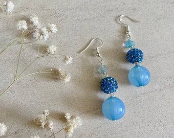 Cobalt Glass, Lapis Lazuli & Coin Pearl Earrings, Chandelier Earrings, Blue Gold White Earrings, French Style, Boho Chic, Small Earri Cobalt Glass, Lapis Lazuli & Coin Pearl Earrings, Chandelier Earrings, Blue Gold White Earrings, French Style, Boho Chic, Small Earri