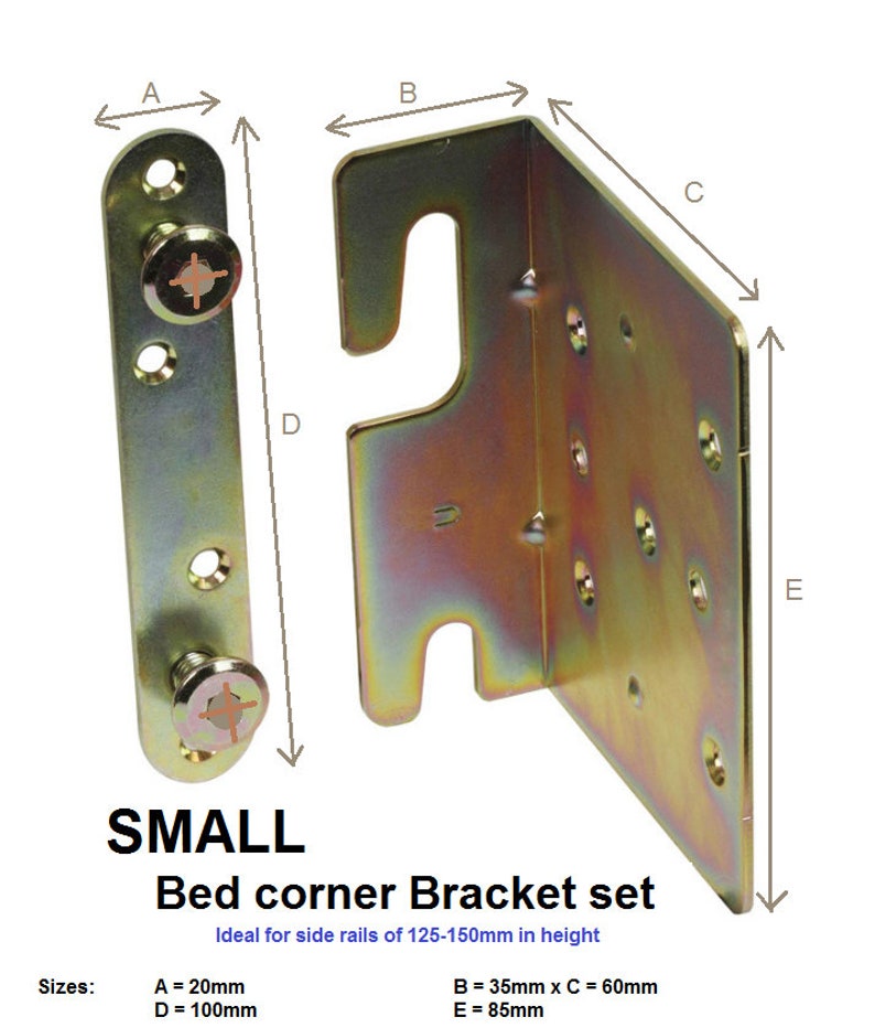 Sets 2 & 4 SMALL Metal Bed/Bunk. Bracket corner fitting kit. Etsy