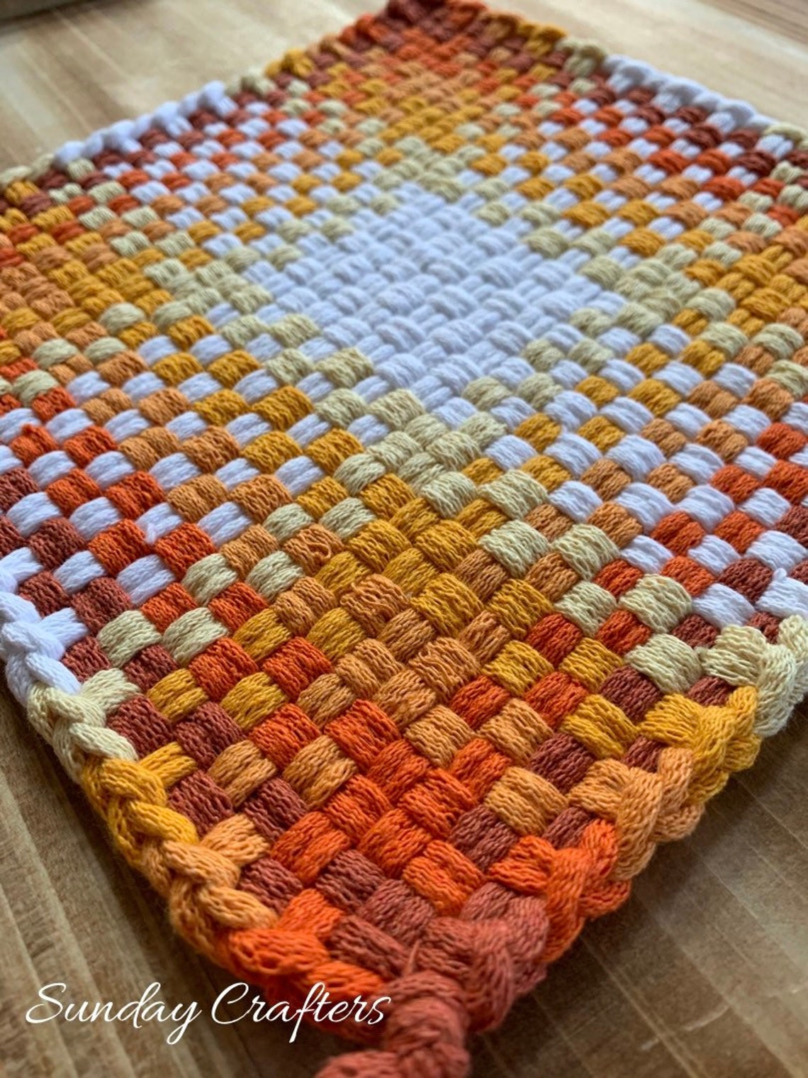 Large Woven Potholders Set of 3 Traditional Handmade Cotton Etsy