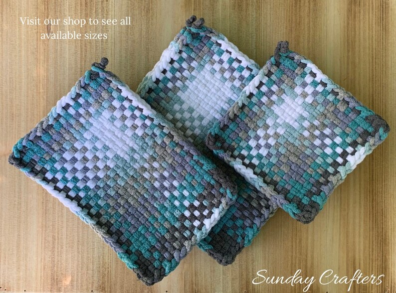 8.5 Woven Potholders Set of 2, Traditional Handmade Cotton Hot Pad